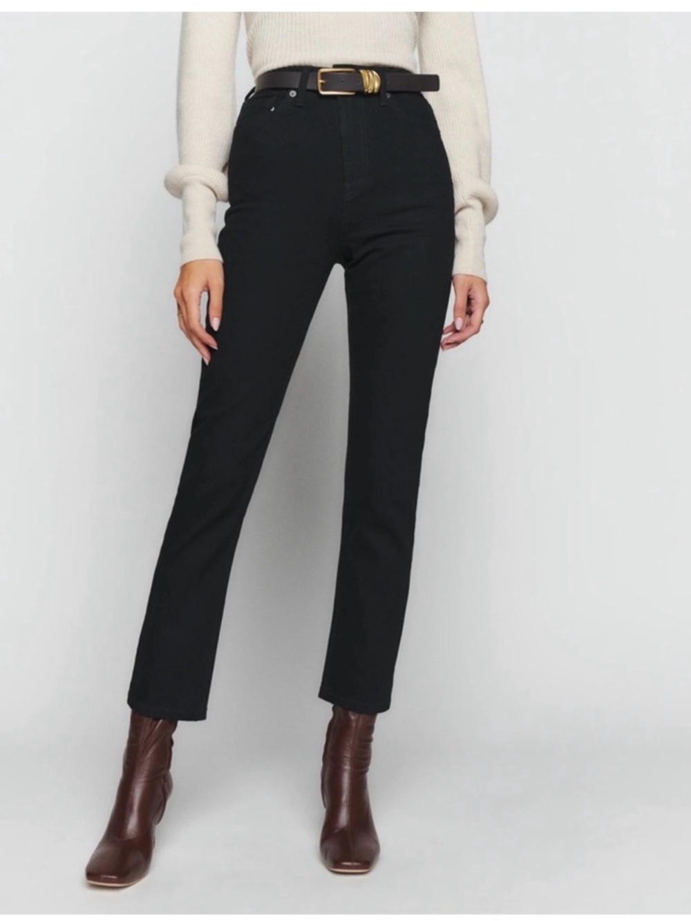 Reformation Black Straight-Leg Jeans